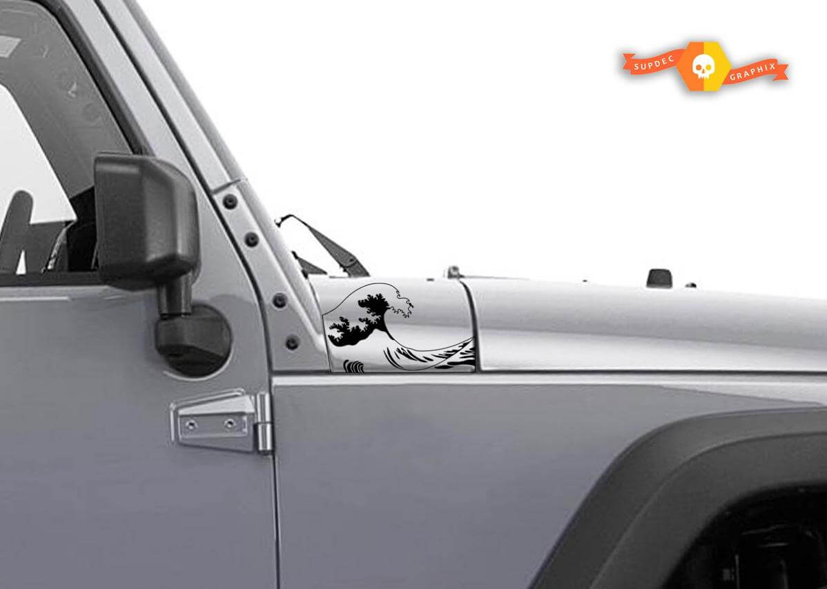 Ocean Wave Hauben-Seiten-Vinylaufkleber-Set für Jeep Wrangler JK