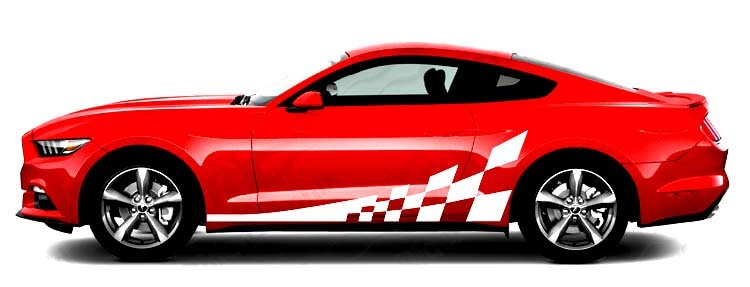 2015 & 2020 Musclecarmodel Side Accent Checker Flag Stripe Kit Vinyl-Aufkleber
