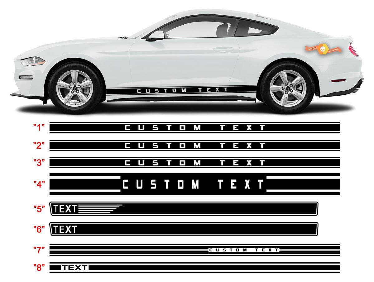Kundenspezifischer Vinyl-Aufkleber Satz für Seitenschweller-Streifen für Musclecar Mustang 2005-2020