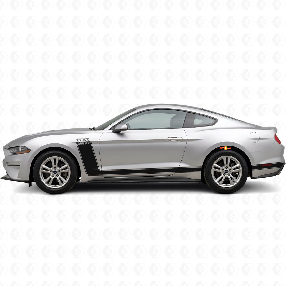 Individuelle Schriftzüge & 300 PS Seitenstreifen Vinyl-Aufkleber-Set für Musclecar Musclecarmodel 2010-20