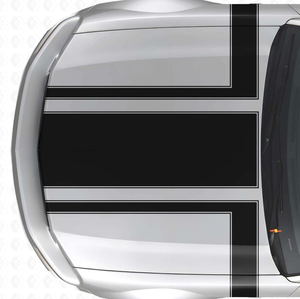 Dekoriertes Vinyl-Aufkleber-Set für Motorhaube und Seitenstreifen für Musclecar Musclecarmodel 2005-2009