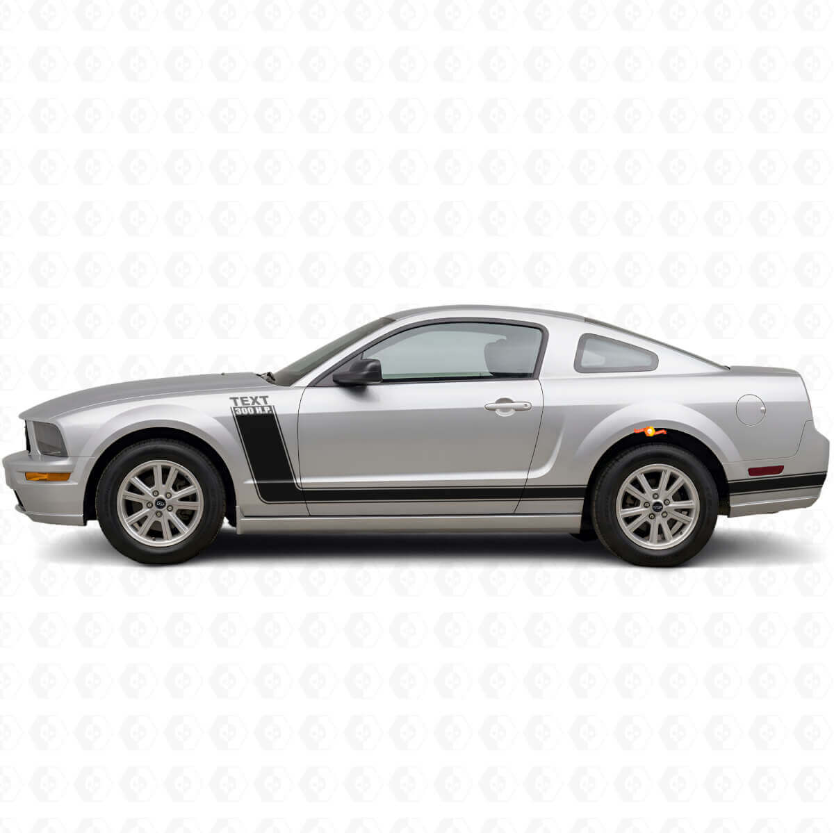 300 PS & Custom Text Seitenstreifen Vinylaufkleber Set für Musclecar Musclecarmodel 2005-09