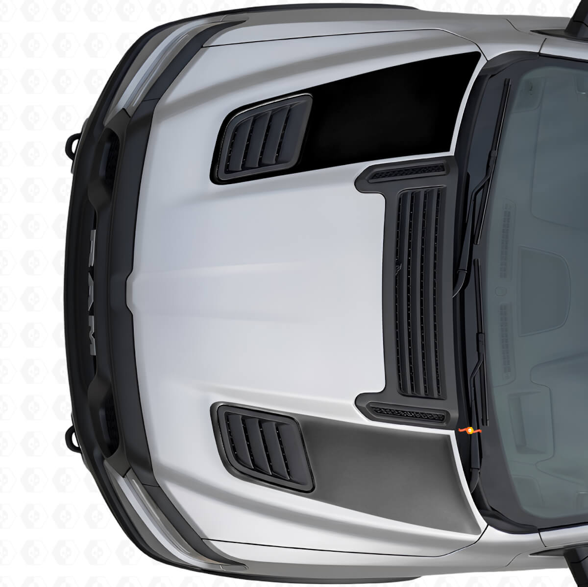 Duales Racing Motorhauben-Luftauslass-Streifen Vinylaufkleber-Set für Dodge Ram Sport 2019+