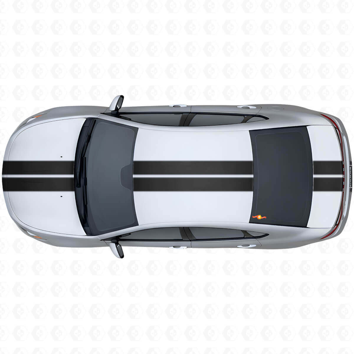 Doppellinien-Streifen Front Oben Hinten Vinyl-Aufkleber-Set für Dodge Dart 2013+