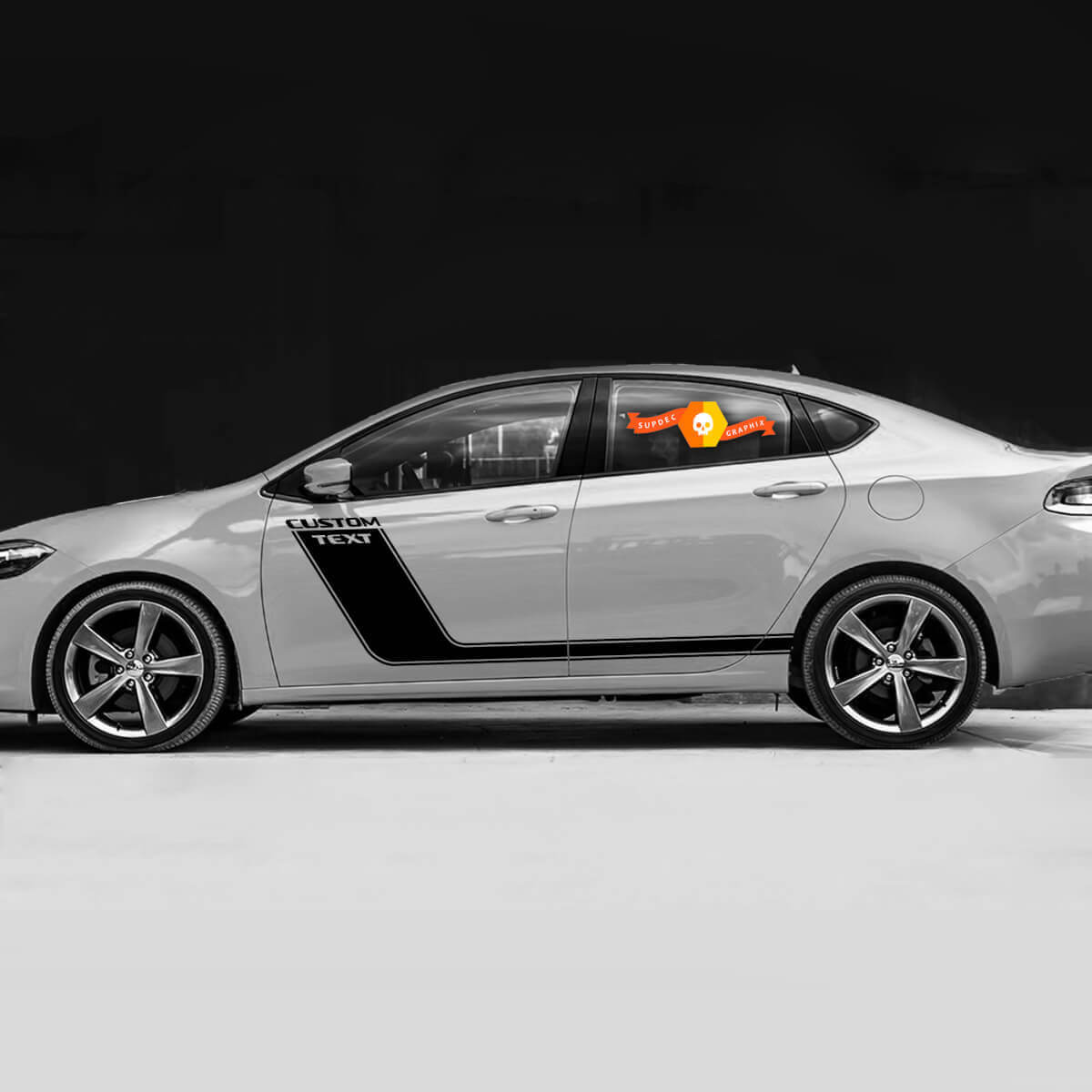 Benutzerdefinierte Textseite Akzent Sportstreifen Abziehbilder für Dodge Dart
