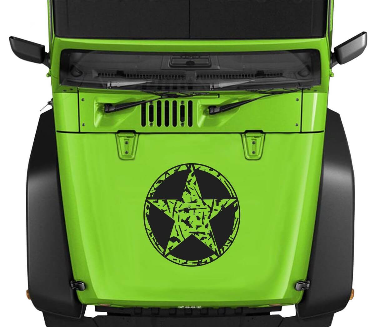 Oscar Mike M4 AK Bullet Star Hauben-Vinylaufkleber für Jeep Wrangler