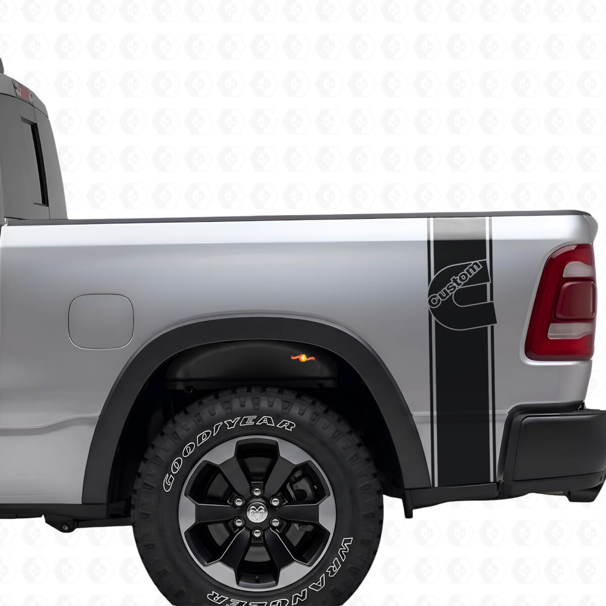 Individuelles C-förmiges Vinyl-Aufkleber-Set für hintere Seitenstreifen für Dodge Trucks