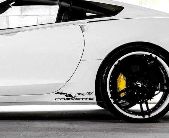 Corvette-Flaggen-Aufkleber-Kit für Türschweller Vinyl Decal für Chevy Corvette Z06 C6-7 2005-2018