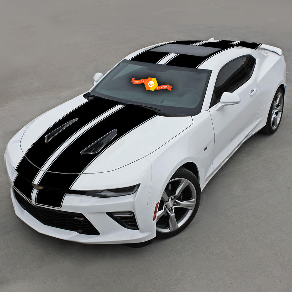 Chevrolet Camaro 2016 -2018 -ss- Doppelte Vinylstreifen oben mit Nadelstreifen