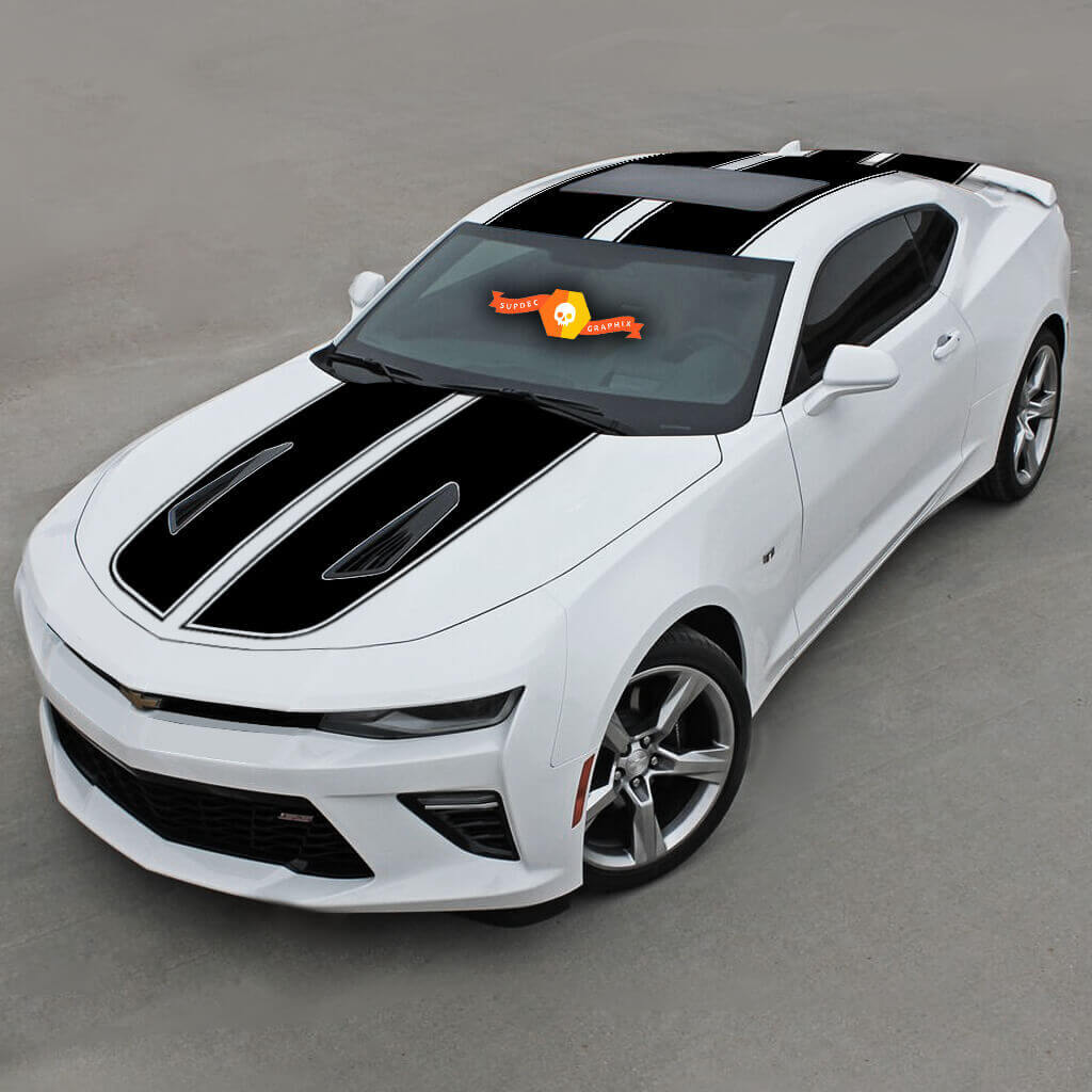 Chevrolet Camaro 2016- 2018 -ss- Doppelte Vinylstreifen oben mit Nadelstreifen
