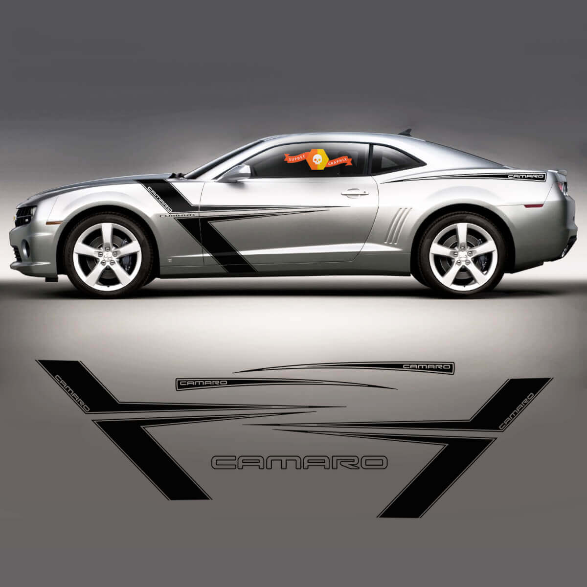 Chevrolet Camaro 2010–2024 T – Streifen-Seitengrafik-Aufkleber-Aufkleber-Set
