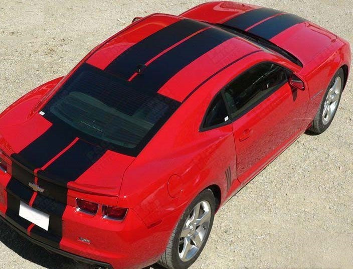 Pace Style Dual Center Racing Stripe Kit — Vinylaufkleber (Motorhaube, Dach, Kofferraum, hintere Stoßstange, vordere Stoßstange) für Chevrolet Camaro 2010-2015_2