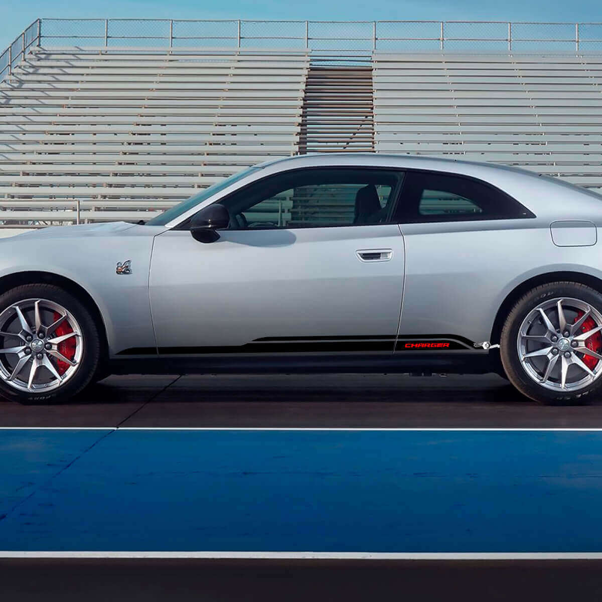 Seitliche Schwellerleisten-Streifen-Aufkleber 2 für Dodge Charger Electric