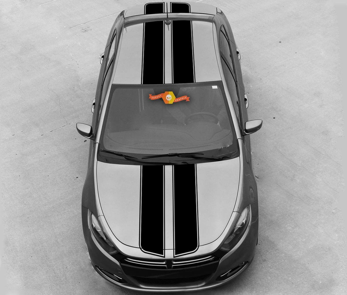 Doppel-Kontur-Streifen Oberseite Vinyl-Aufkleber-Set für Dodge Dart 2013-20
