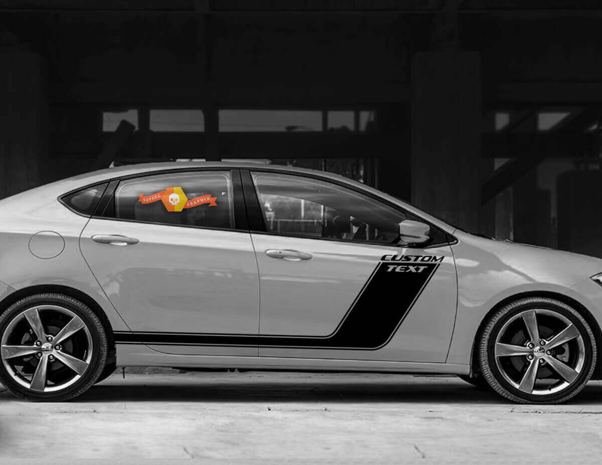Konturstreifen mit individuellem Text Seiten-Vinylaufkleber für Dodge Dart