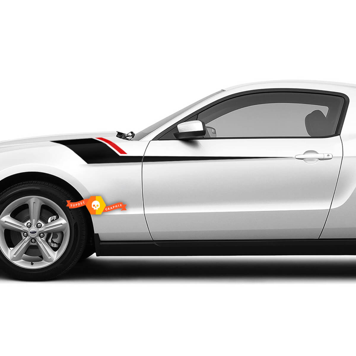 Kotflügel-Seitenstreifen mit roten Streifen-Aufklebern für Ford Mustang 2005–2024
