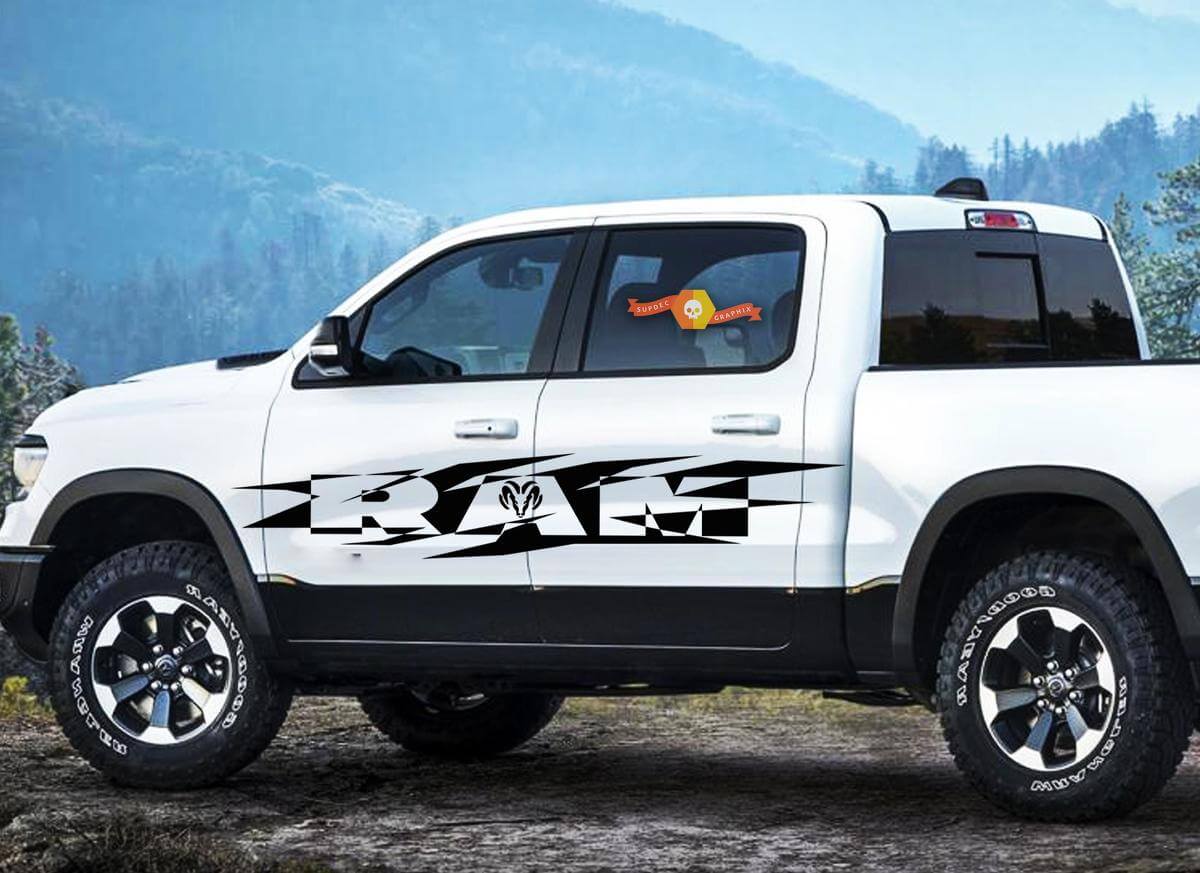 DODGE RAM HEMI 1500 2500 3500 2x Aufkleber Rennsport-Grafik Vinyl großes Aufkleber-Logo
