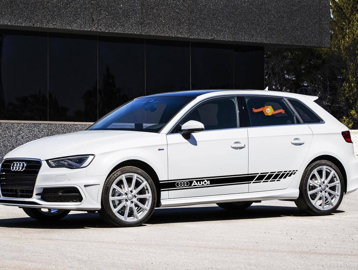 Racing Style Seitenstreifen Vinyl Aufkleber Satz für Audi A5