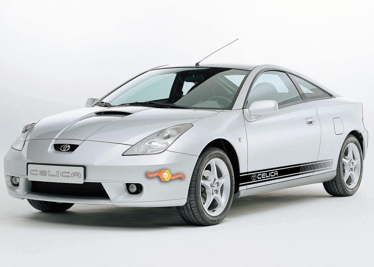 TOYOTA CELICA 2x Seitenstreifen Karosserieaufkleber Grafikaufkleber Vinyl Premium Qualität
