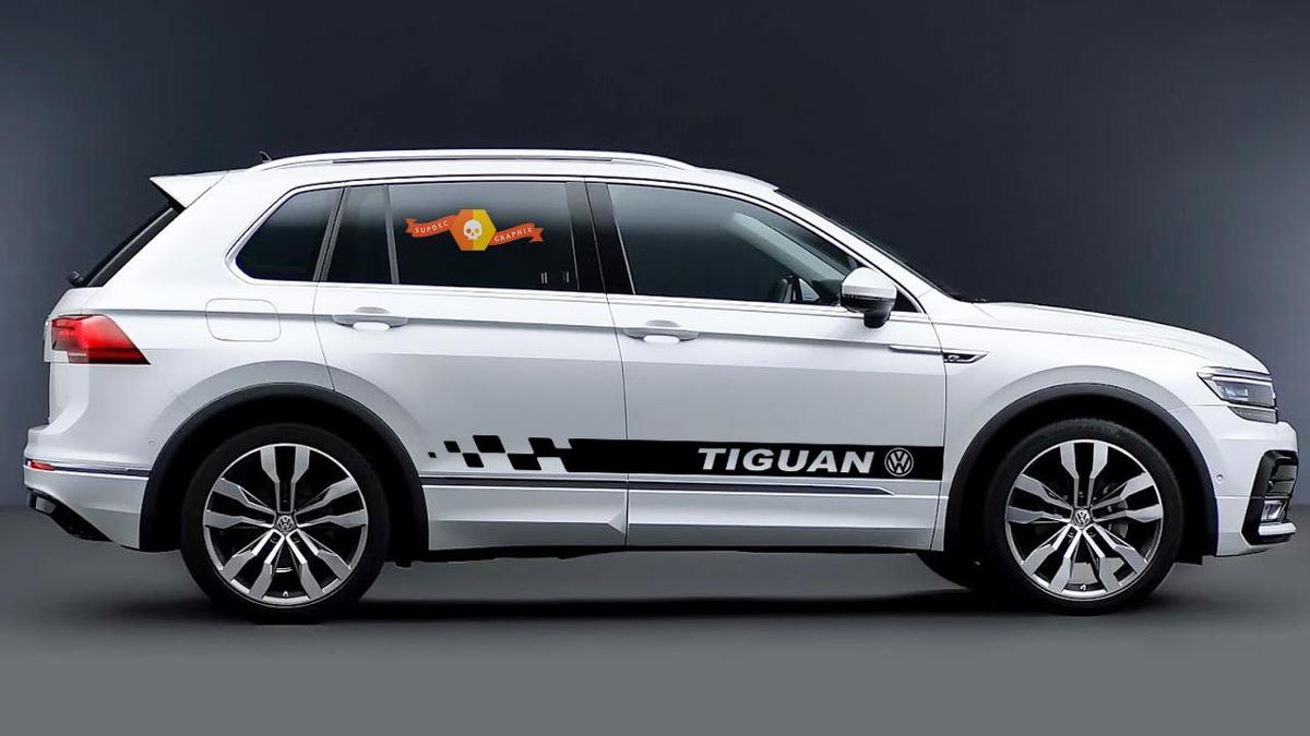 Volkswagen TIGUAN 2x Seitenstreifen Karosserie Aufkleber Grafiken Vinyl Aufkleber Emblem Logo
