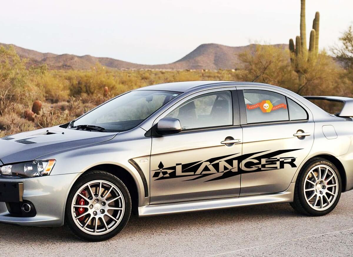 MITSUBISHI LANCER 2x Seitenstreifen Vinyl-Körperaufkleber Aufkleber Grafiken Emblem-Logo
