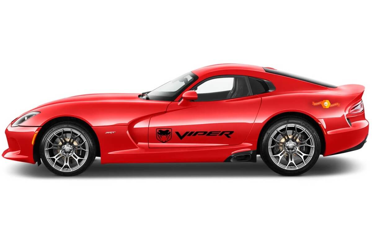 Dodge VIPER 2 x Seitenstreifen, hochwertige Vinyl-Aufkleber, Racing-Aufkleber, Logo
