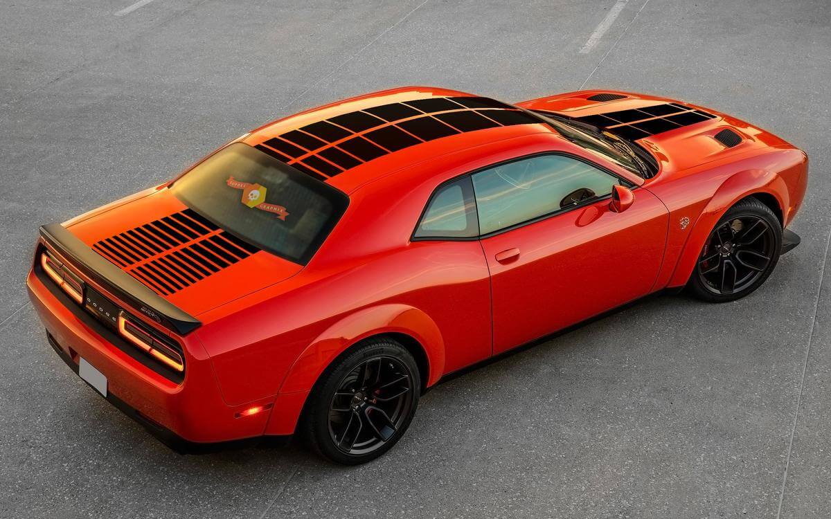 Doppelte Schachbrett-Streifen Motorhaube Dach Kofferraum Vinyl Aufkleber Sticker für Dodge Challenger