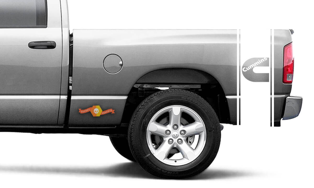 Cummins Turbo Diesel Seitliche Streifen Vinyl Aufkleber Set für Dodge Ram