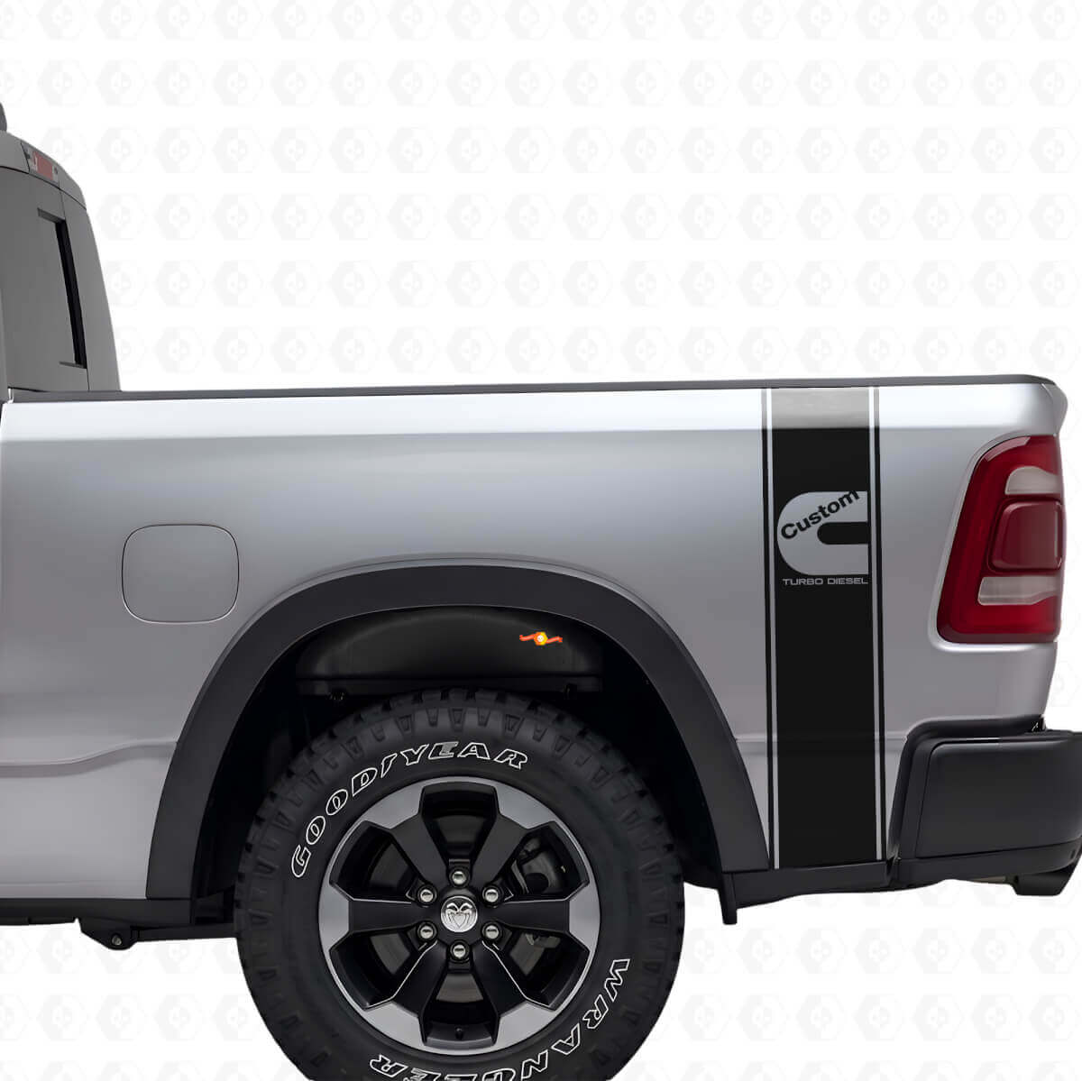 C-Style Turbo Diesel Seitliche Heckstreifen Vinyl-Aufkleber-Kit für Dodge Trucks