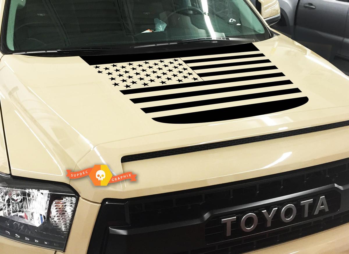 Toyota Tundra Truck 2014-2018 Blackout American Flag Vinyl Hood Decal