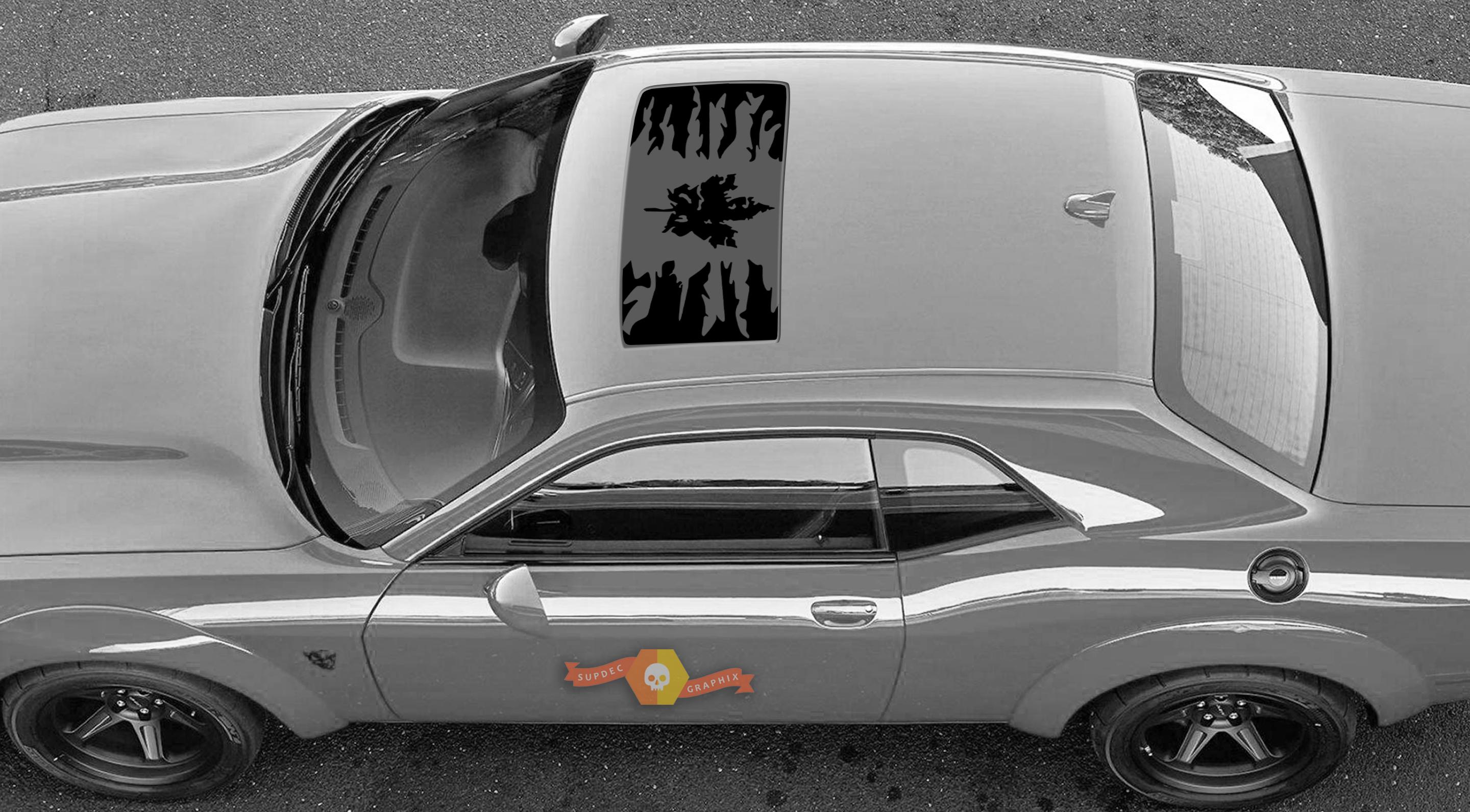 2 Dodge Challenger Fenster Kanadische Flagge Hellcat Vinyl-Windschutzscheiben-Aufkleber Grafik-Aufkleber
