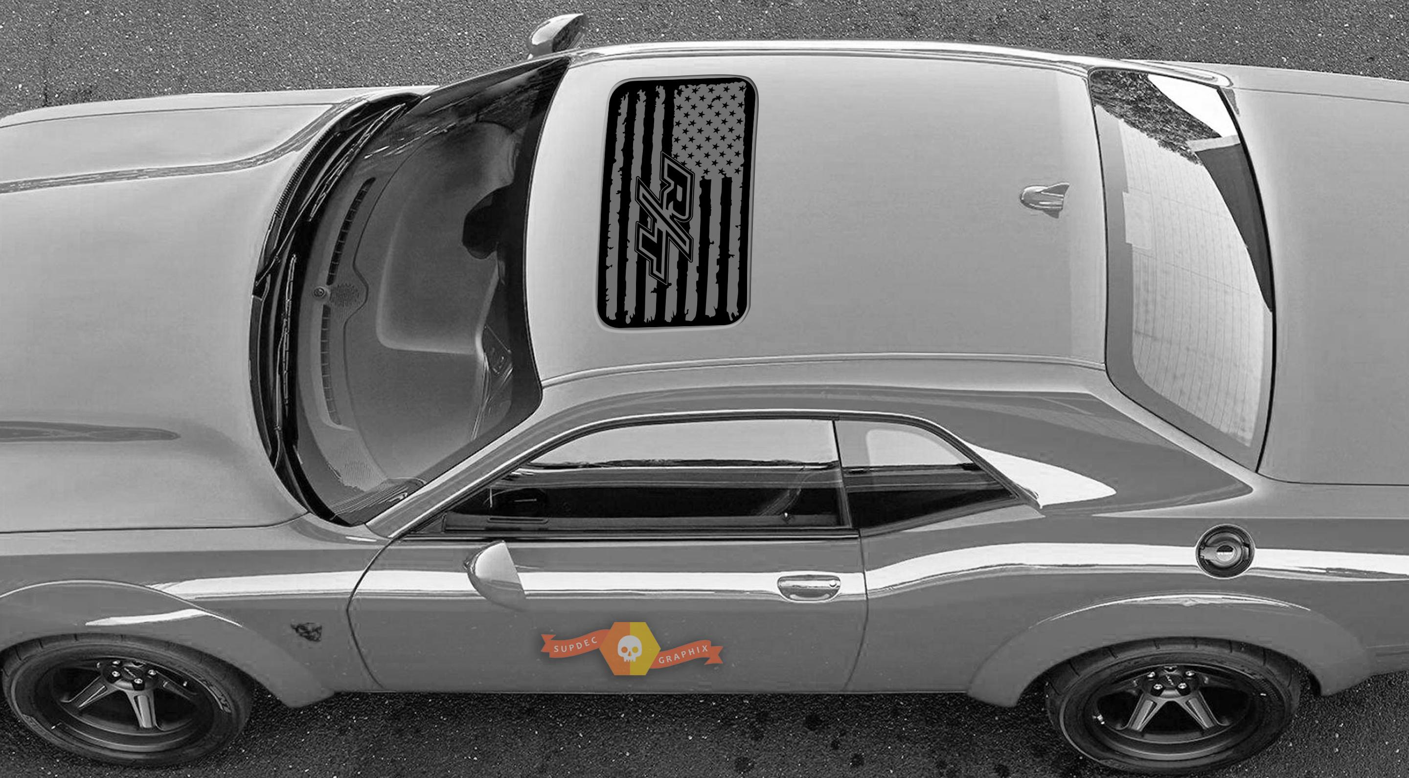 2 Dodge Challenger Fensterschiebedach R/T-Flaggen-Vinyl-Windschutzscheiben-Aufkleber
