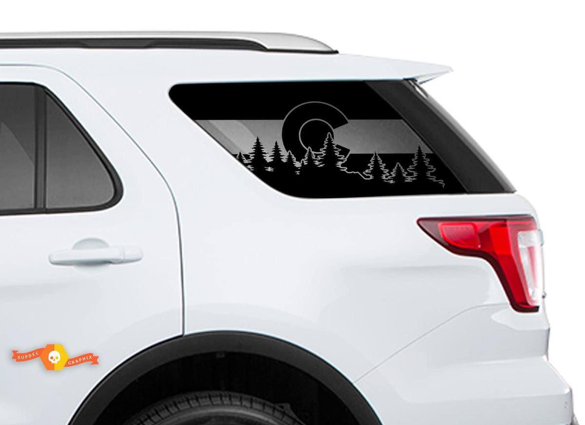 2011–2018 Ford Explorer – State of Colorado Flag Windschutzscheiben-Aufkleber für Heckscheiben-Aufkleber

