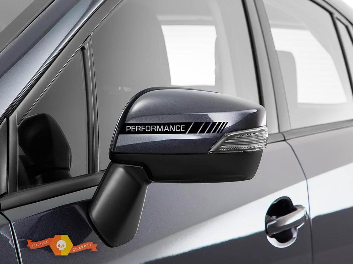 2er-Pack Schwarzer Performance-Streifen-Aufkleber für die Seite des Rückspiegels, Vinyl Racing
