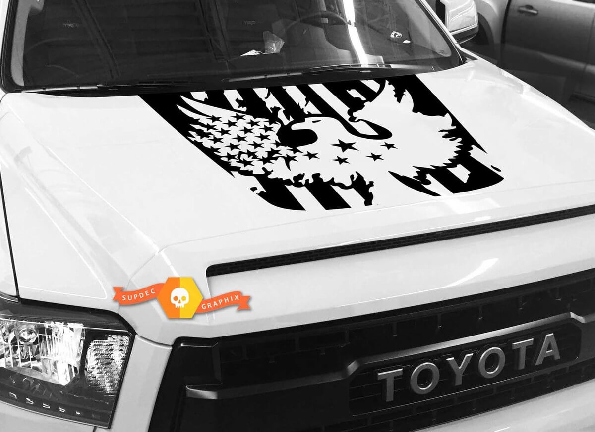 Bald Eagle USA Flag Motorhauben-Vinylaufkleber für Toyota Tundra 2014-2018