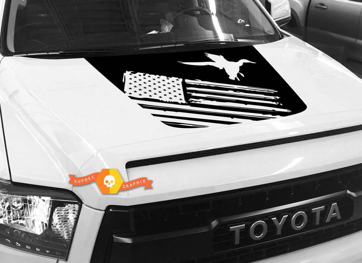 USA-Flagge Landung Ente Motorhauben Vinylaufkleber für Toyota Tundra 2014-2018