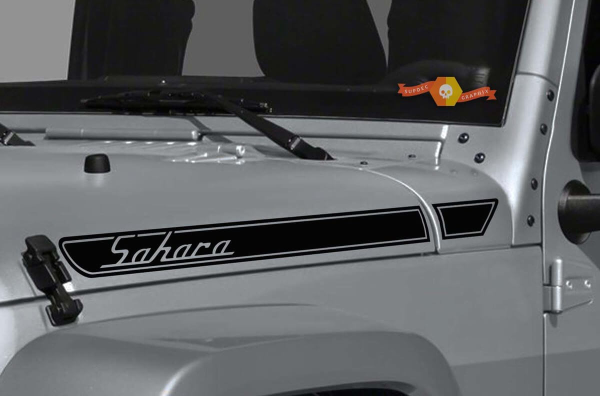 Sahara Retro Style Haubenaufkleber-Kit für Jeep Wrangler
