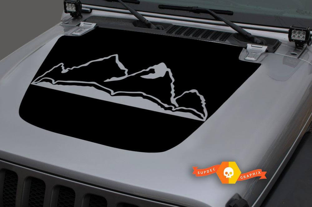 Mountains Blackout Hauben Vinyl-Aufkleber 3 für Jeep Wrangler JL