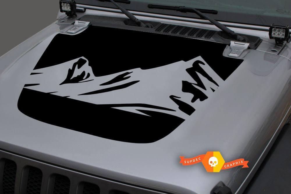 Mountains Blackout Motorhauben-Vinylaufkleber 2 für Jeep Wrangler JL