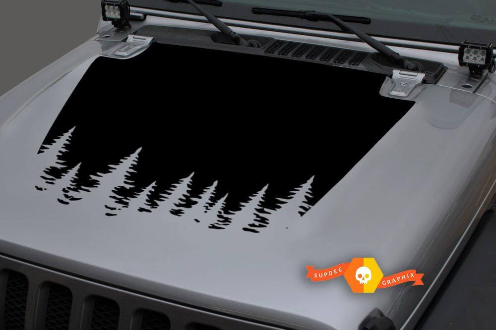 Forest Blackout Hauben-Vinylaufkleber 2 für Jeep Wrangler JL