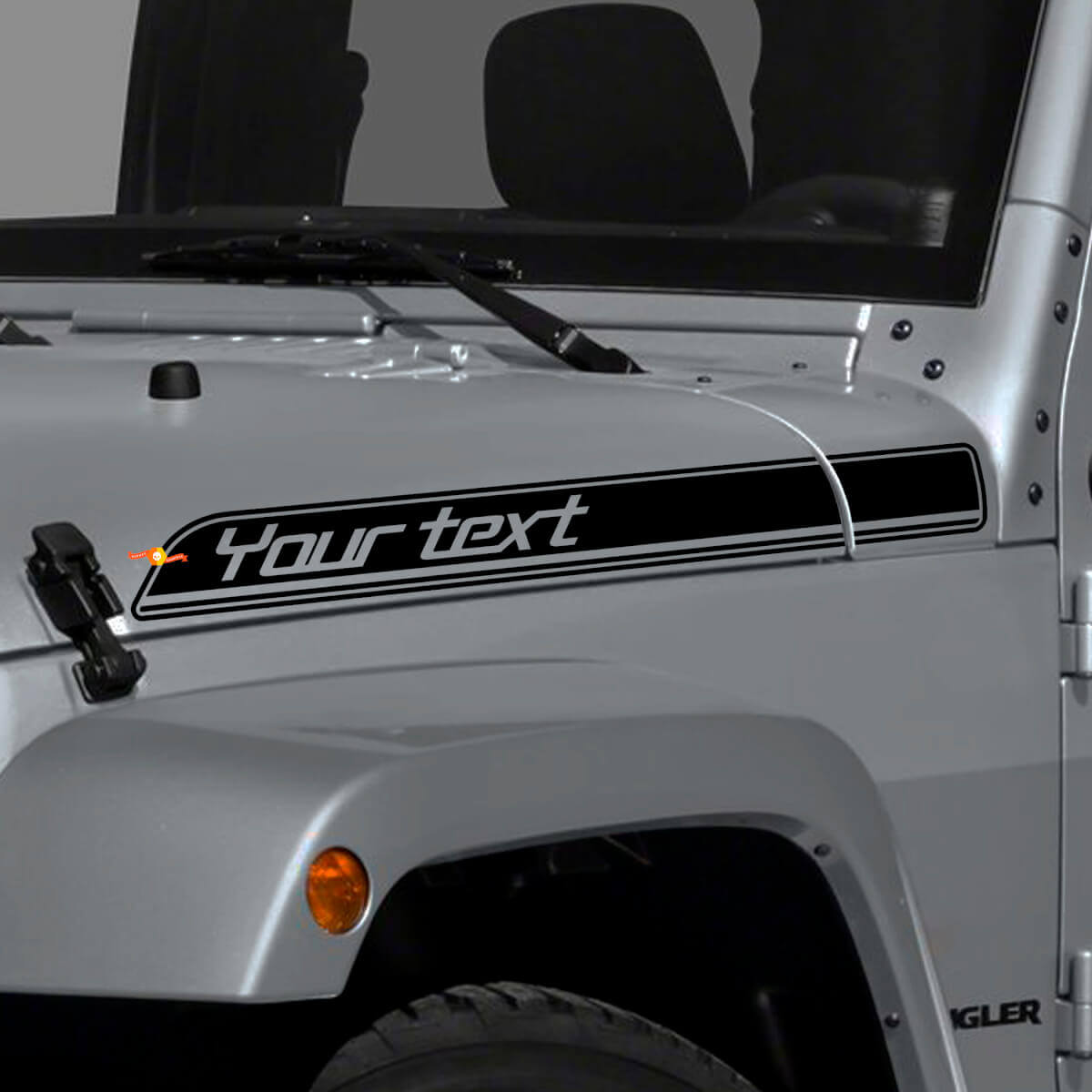 Benutzerdefinierte Textumriss Motorhauben-Seitenstreifen Vinyl-Aufkleber-Set für Jeep Wrangler