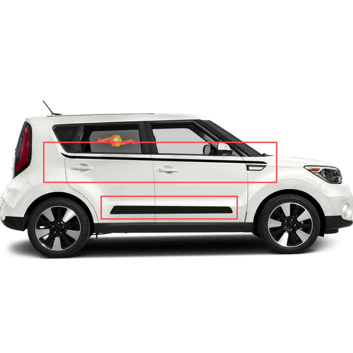 Seitlicher Pin-Streifen und seitliche Türaufkleber-Grafik für Kia Soul
