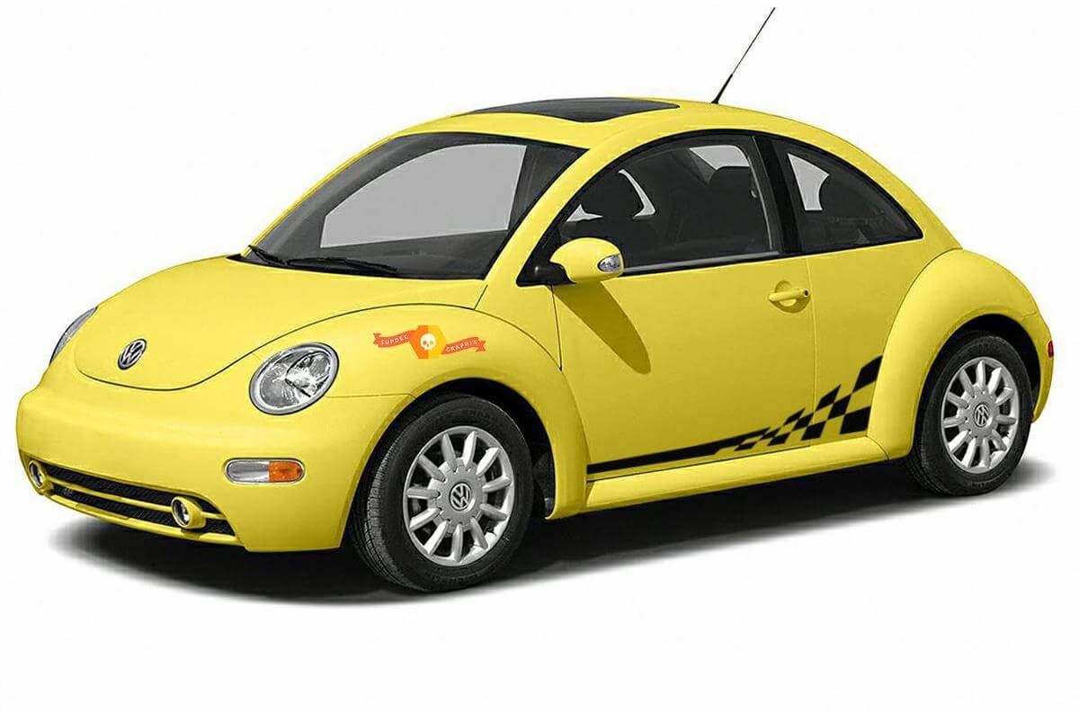 Schachbrett-Flaggen-Seitenstreifen Vinylaufkleber für Volkswagen Käfer 1998-2011