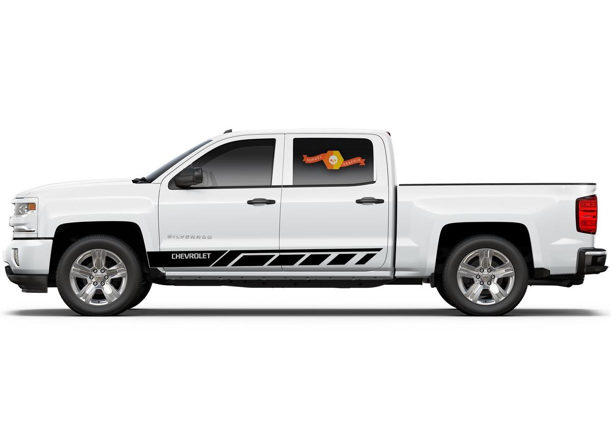 Chevrolet Silverado mk3 Seitenstreifen-Grafikaufkleber Aufkleber Türverkleidung Aufkleber Aufkleber schwarzes Vinyl 2
