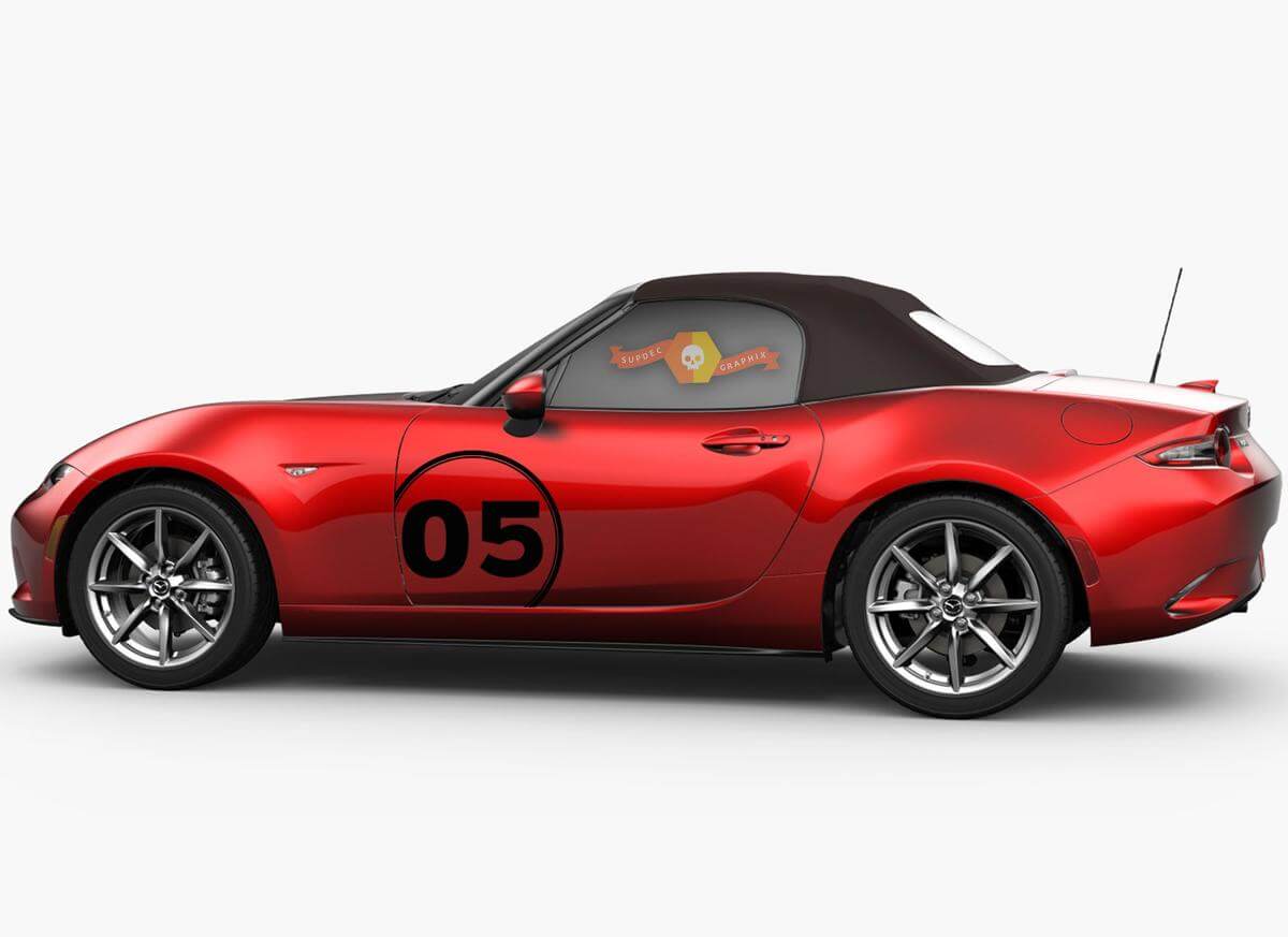 Rennnummer Tür Seiten Vinyl Aufkleber Set für Mazda MX-5 Miata