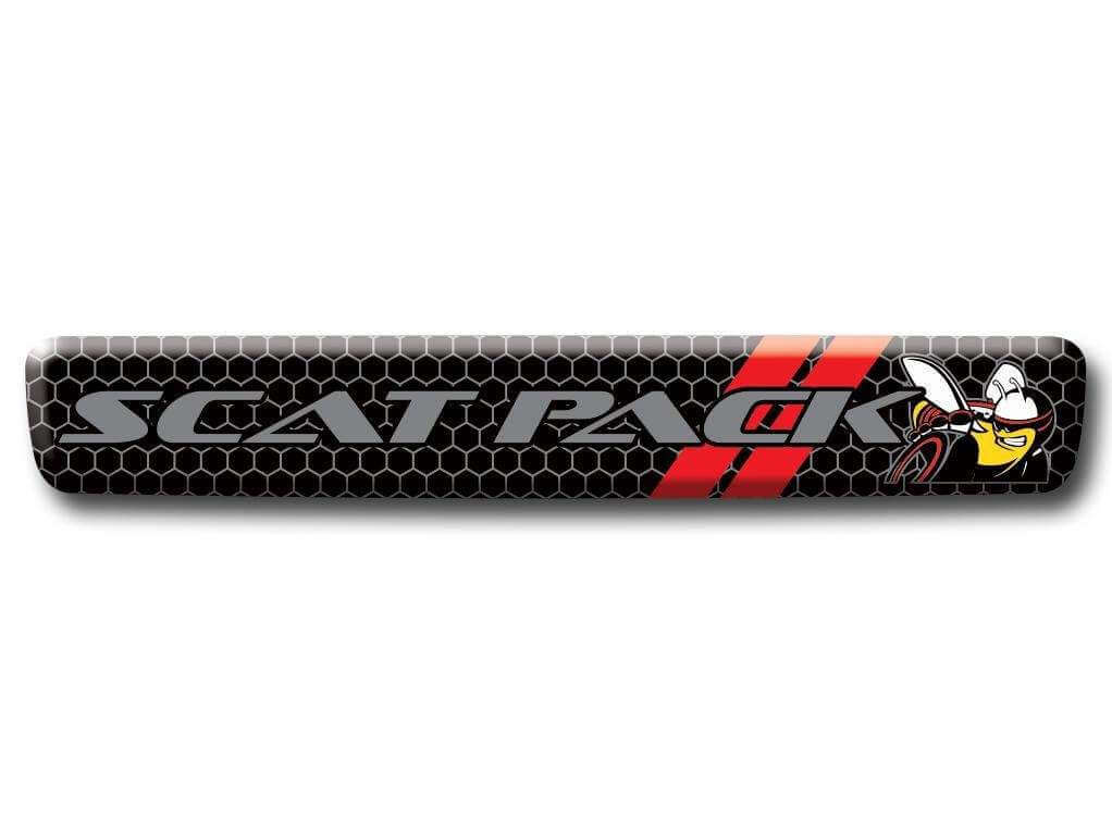Lenkrad -Logo Scat Pack graue Bienen rote Streifen Emblem gewölbter Aufkleber Aufkleber Decal Challenger Ladegerät Scatpack
