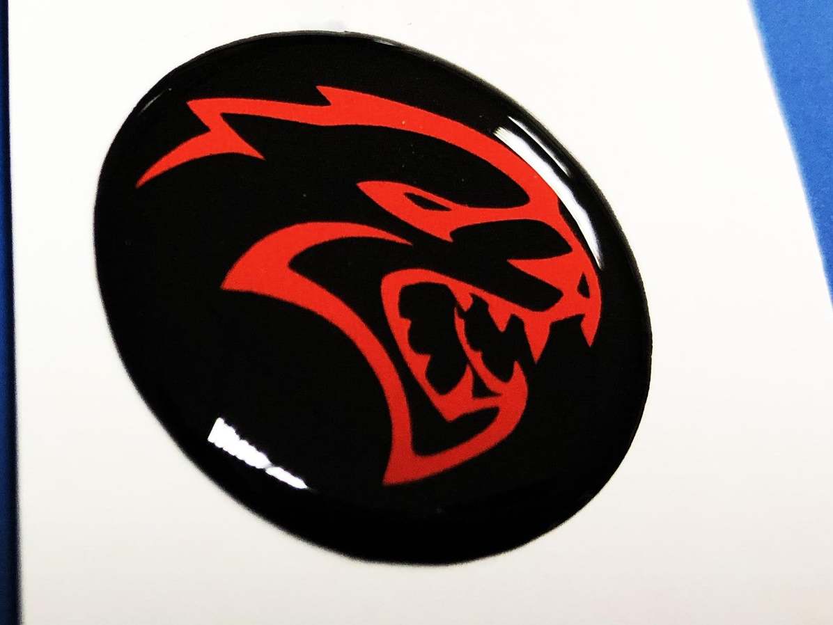 Motorstartknopf Start Stop Hellcat-Logo Rotes Emblem gewölbter