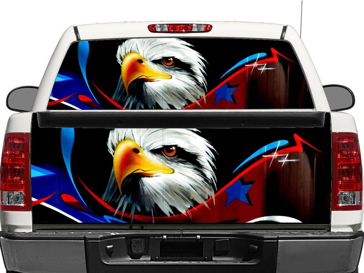 Adler USA Flagge Heckscheiben- oder Heckklappenaufkleber für Pickup Truck SUV