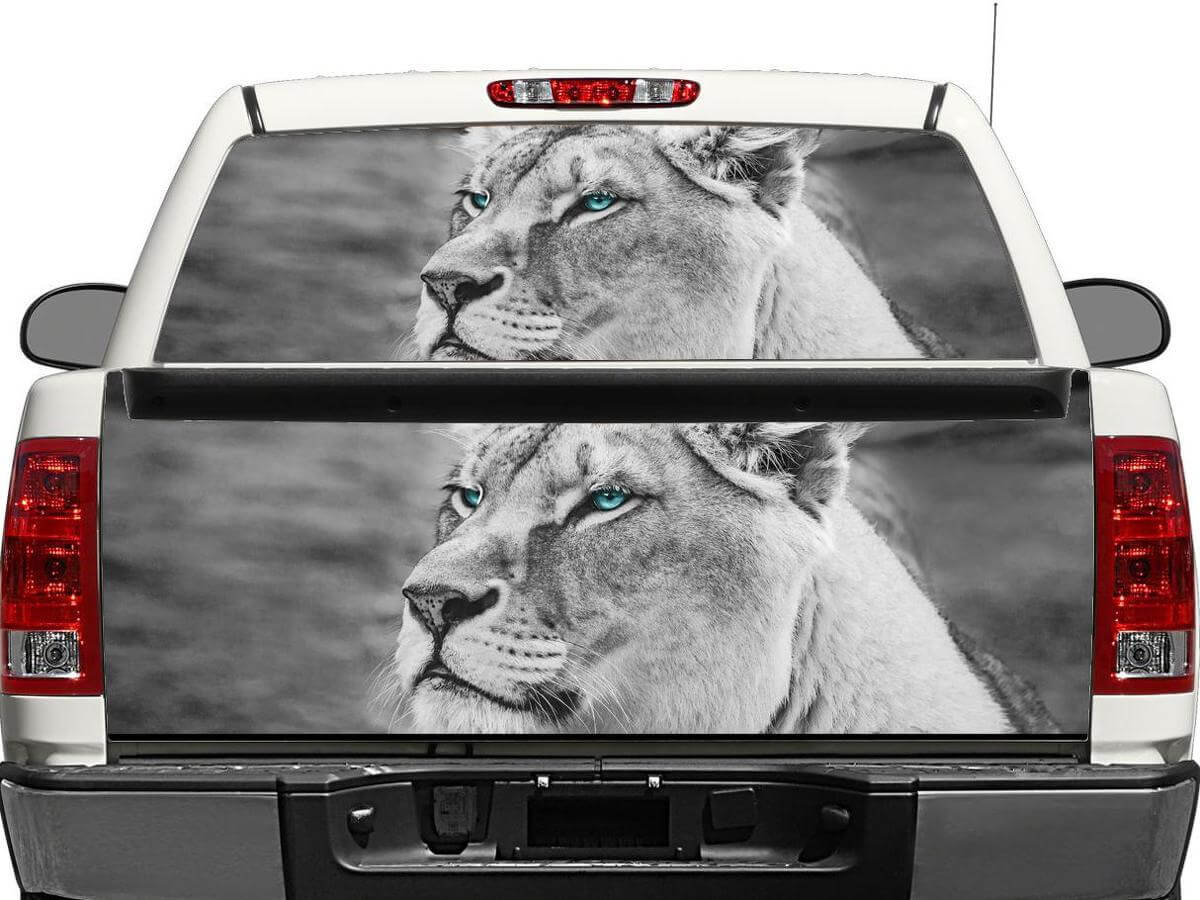White Lion Heckscheiben- oder Heckklappen-Vinylaufkleber für Pickup Truck SUV
