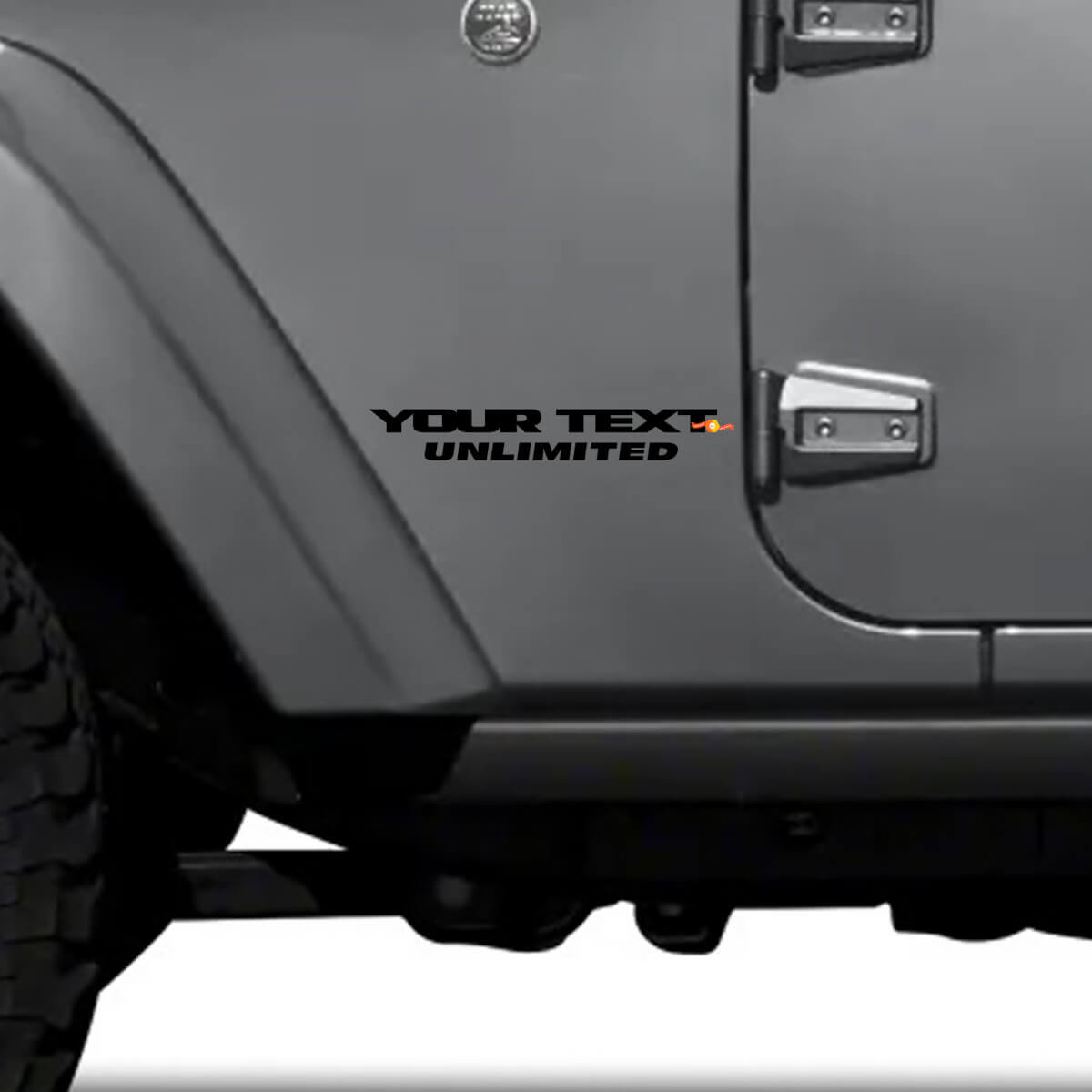 Benutzerdefinierter Text Unbegrenztes Seiten-Vinylaufkleber-Set für Jeep Wrangler